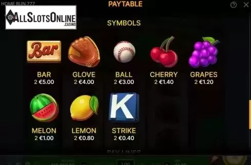 Pay Table screen