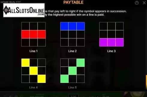Pay Lines screen