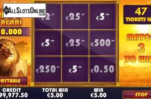 Win Screen . Hot Safari Scratchcard from Pragmatic Play