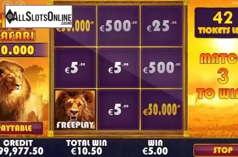 Win Screen 2. Hot Safari Scratchcard from Pragmatic Play