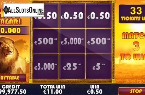 Win Screen 3. Hot Safari Scratchcard from Pragmatic Play