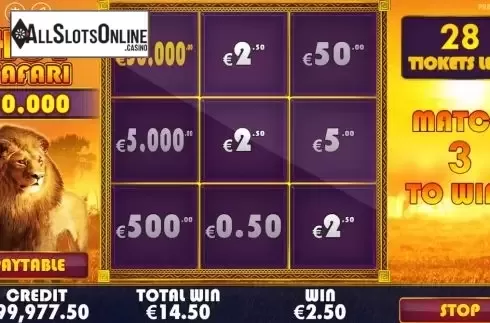 Win Screen 4. Hot Safari Scratchcard from Pragmatic Play