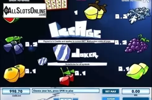 Paytable. Ice Age from Tom Horn Gaming