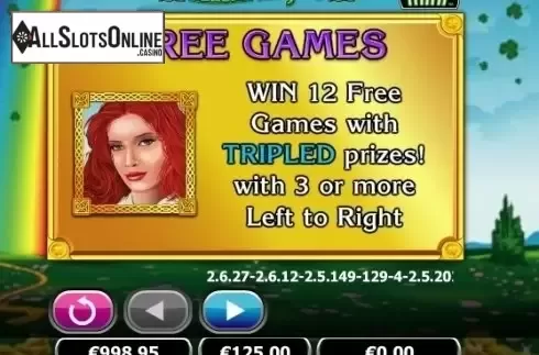 Paytable 1. Irish Eyes Mini from NextGen