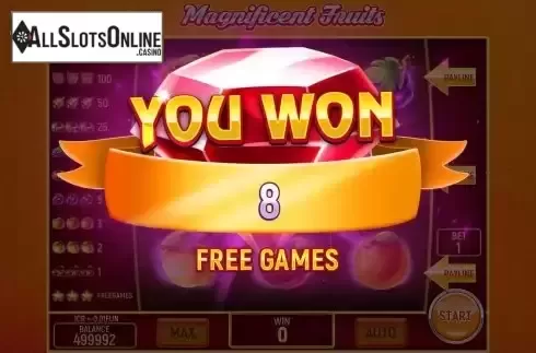 Free Spins screen