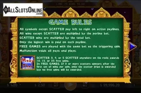 Scatter and Free Spins screen