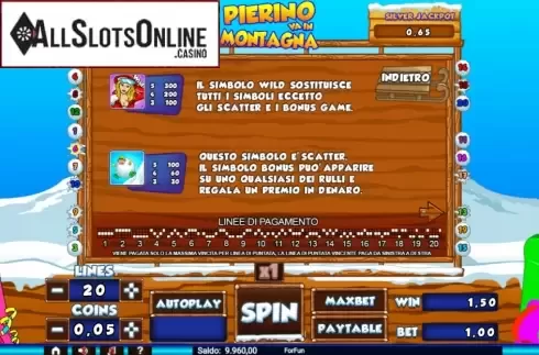 Paytable 1. Pierino va in Montagna from Tuko Productions