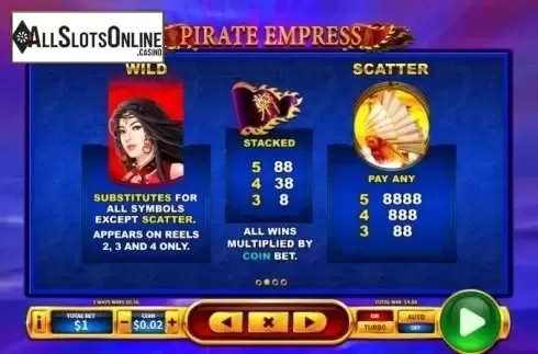 Paytable 2. Pirate Empress from Skywind Group