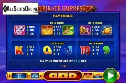 Paytable 3. Pirate Empress from Skywind Group