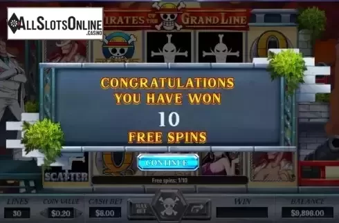 Additional Free Spins Screen
