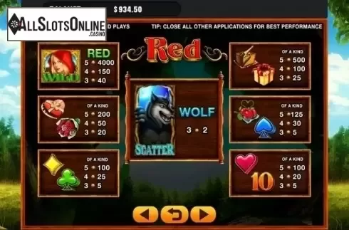 Paytable. Red (GMW) from GMW
