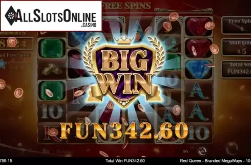 Big Win Screen. Red Queen Branded Megaways from IronDog