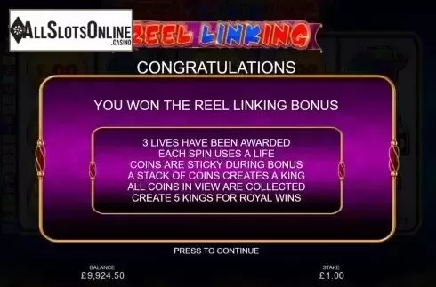 Coin Bonus Game screen