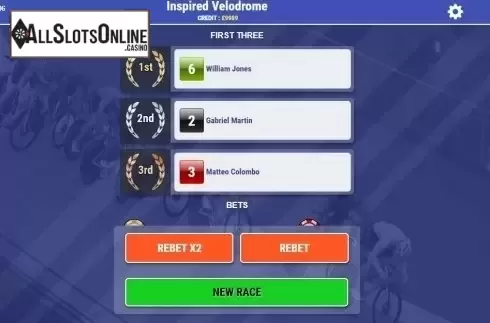 Reel screen. Rush Cycling Go! from Inspired Gaming