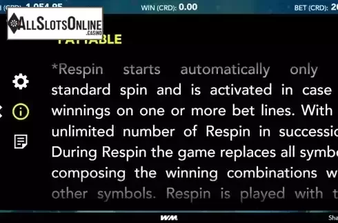 Respin feature screen