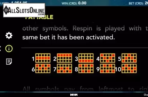 Paylines screen