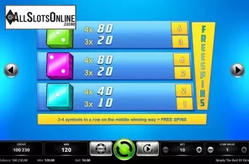 Paytable screen 3
