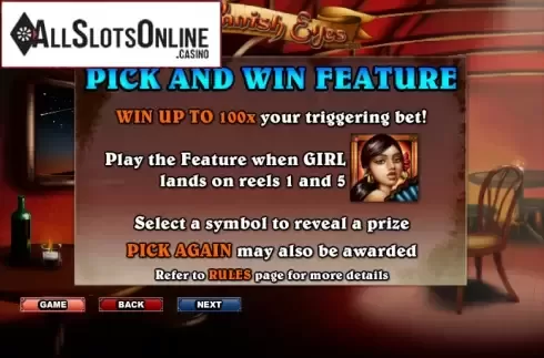 Paytable 2. Spanish Eyes from NextGen