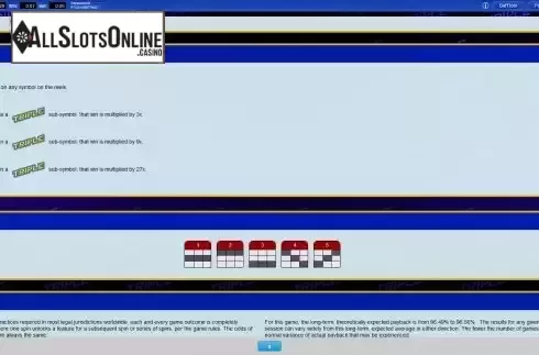 Features and Paylines screen