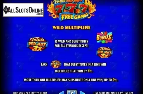 Paytable 2. Triple Red Hot 7s from IGT