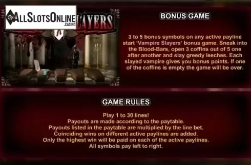 Paytable 3. Vampire Slayers from GamesOS
