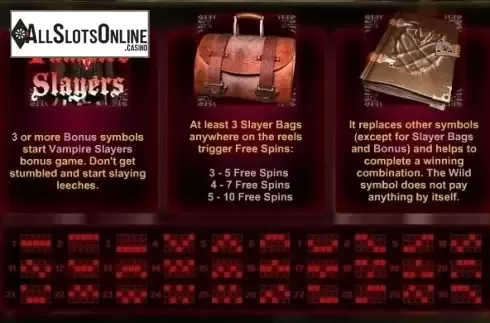 Paytable 2. Vampire Slayers from GamesOS