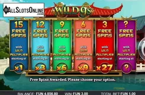 Free Spins screen