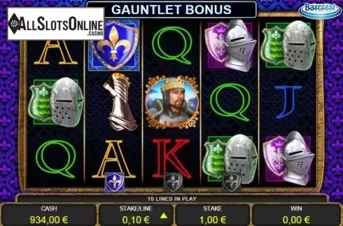 Gauntlet bonus screen. Wild Knights King's Ransom from Barcrest