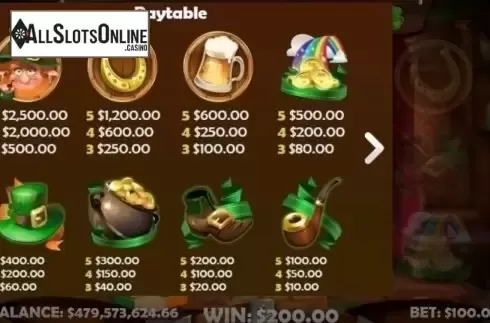 Paytable. Wild Shamrock (Mobilots) from Mobilots