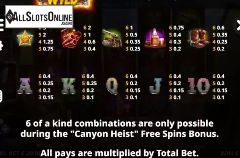 Paytable 2. Wild West Zone from Leander Games