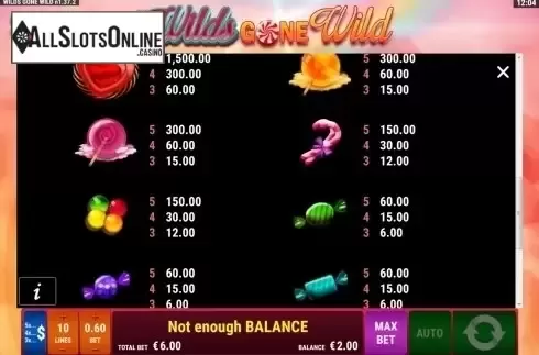Paytable 2. Wilds gone wild from Gamomat