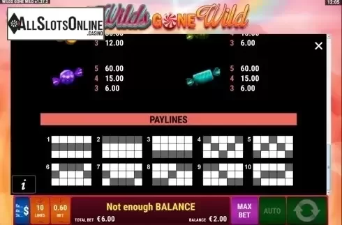 Paytable 3. Wilds gone wild from Gamomat