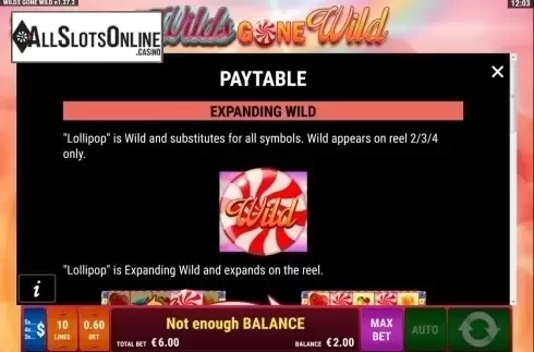 Paytable 1. Wilds gone wild from Gamomat