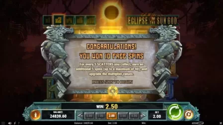 Cat Wilde in the Eclipse of the Sun God slot screenshot 3