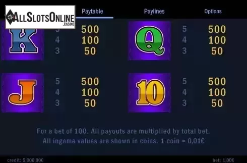 Paytable screen 2
