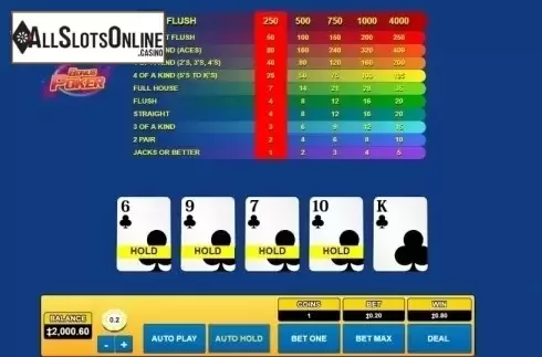 Game Screen. Bonus Poker (Habanero) from Habanero