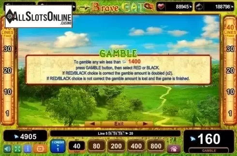 Paytable 3. Brave Cat from EGT