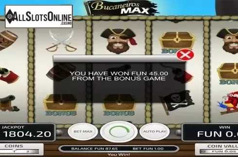 Big win screen. Bucanieros Max from Concept Gaming