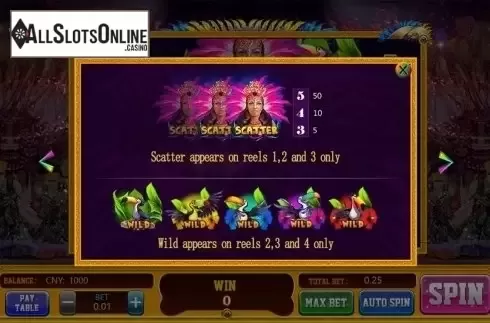 Paytable 3. Carnival of Brazil from Aiwin Games