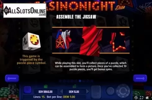 Puzzle Game Screen. Casinonight Dice from Mancala Gaming