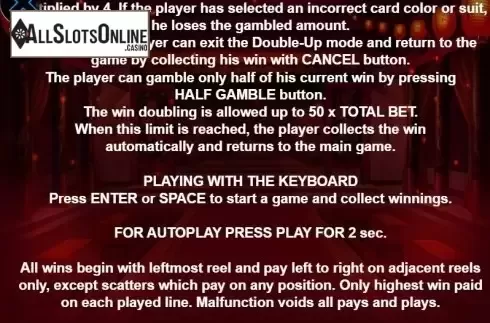 Paytable 4. Celestial Ruler from Casino Technology