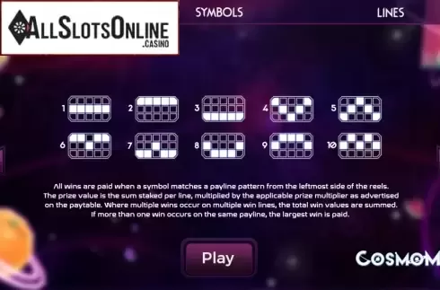 Paylines. CosmoMix from Spinmatic