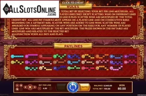 Paylines. Dragon Powerflame from EAgaming