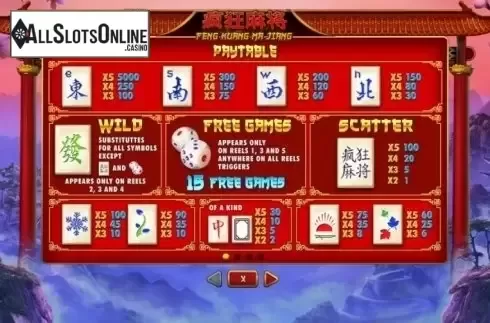 Paytable. Feng Kuang Ma Jiang from Skywind Group
