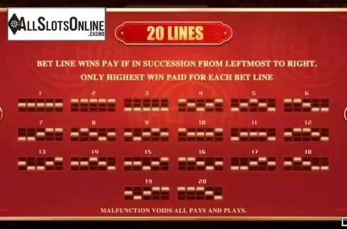 Paylines screen