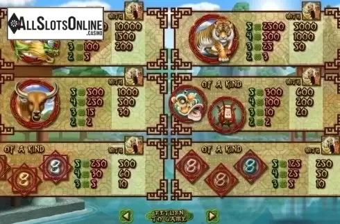 Paytable. God of Wealth (RTG) from RTG