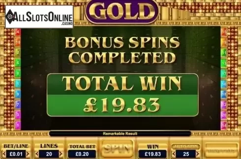Win presentation. Gold from Big Time Gaming
