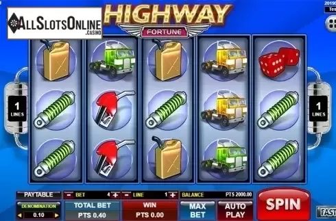 Reels screen. Highway Fortune from Spadegaming