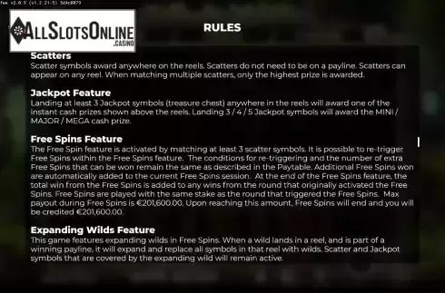 Features screen