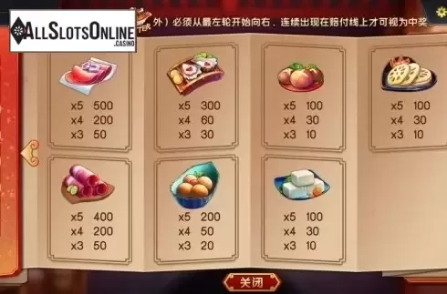 Paytable . Hot Pot Feast from Dream Tech